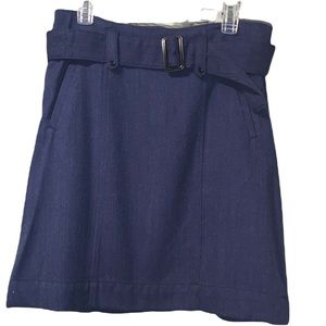 Lined blue wool mini pencil skirt belted Merona women’s size 10